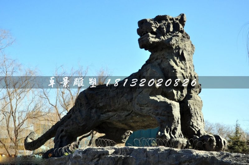 抽象老虎雕塑广场动物铜雕