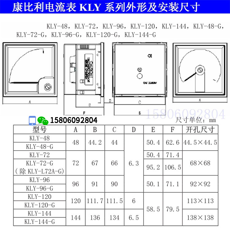 上海康比利防爆电流表开孔尺寸，康比利电流表KLY系列规格大小.jpg