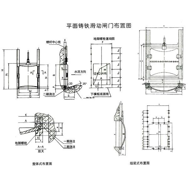 平面铸铁滑动闸门布置图