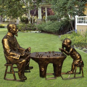 玻璃鋼下象棋雕塑小品下棋人物雕塑民俗主題雕塑