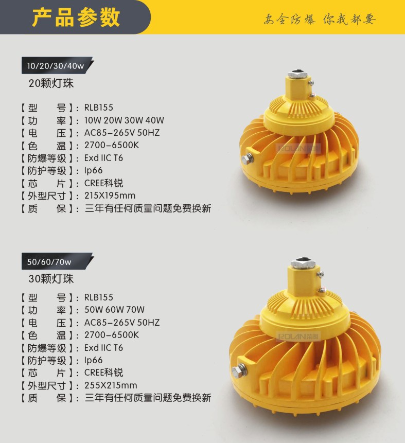 70WLED防爆灯图片