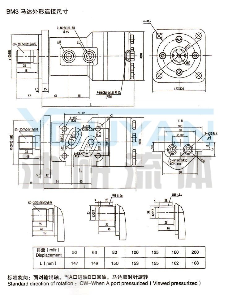 bm3-100摆线马达海德森bm3-100液压马达