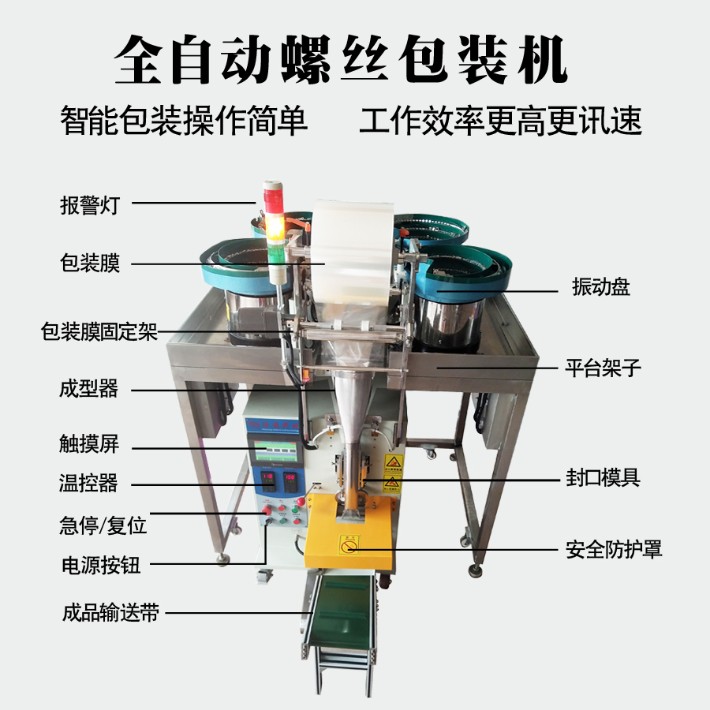 主营产品 全自动螺丝包装机,螺丝包装机,五金配件包装机,全自动计数