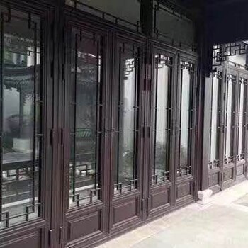 仿古铝合金门窗仿古建筑装饰材料定制厂家--彩斯龙铝合金门窗