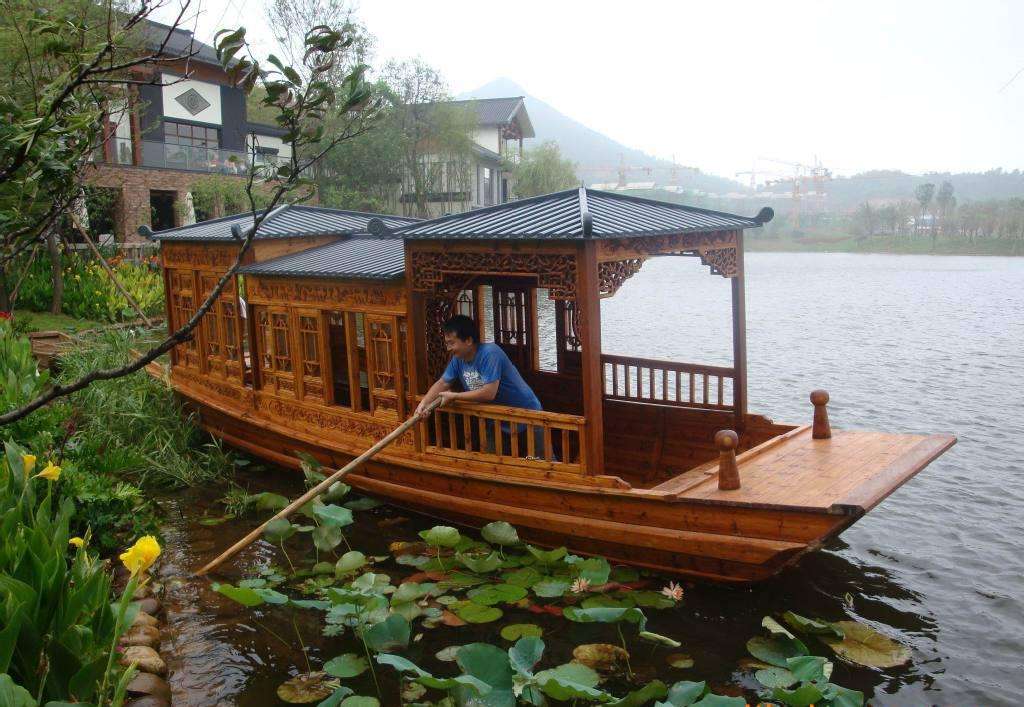 大型双层画舫木船厂家高档餐饮船水上会议船观景多功能木船