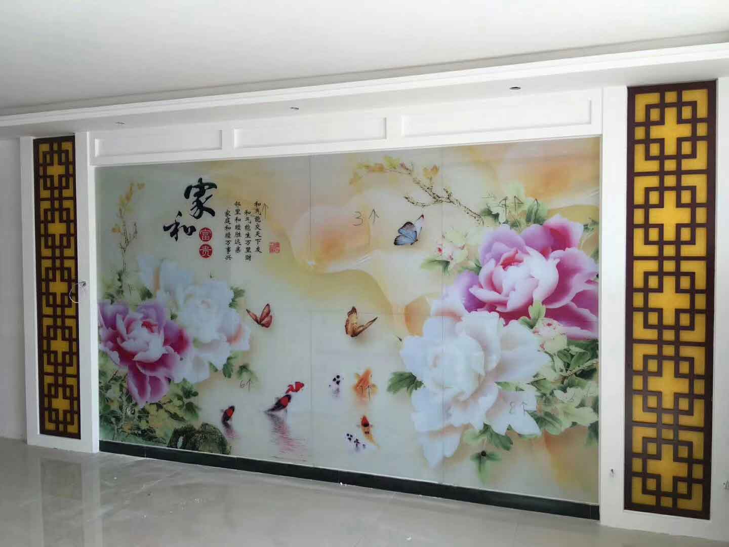 冰晶畫設(shè)備制作的電視背景墻