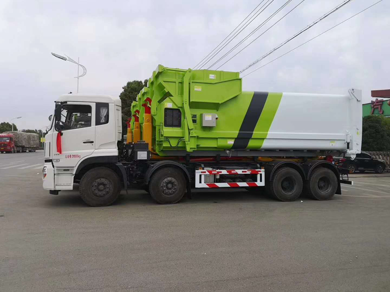 三十方东风天龙钩臂垃圾车_价格垃圾勾臂车