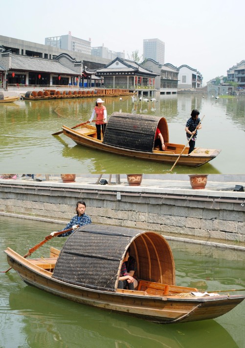 仿古乌篷船木船装饰木船观光船道具船手划船摇橹船渔船