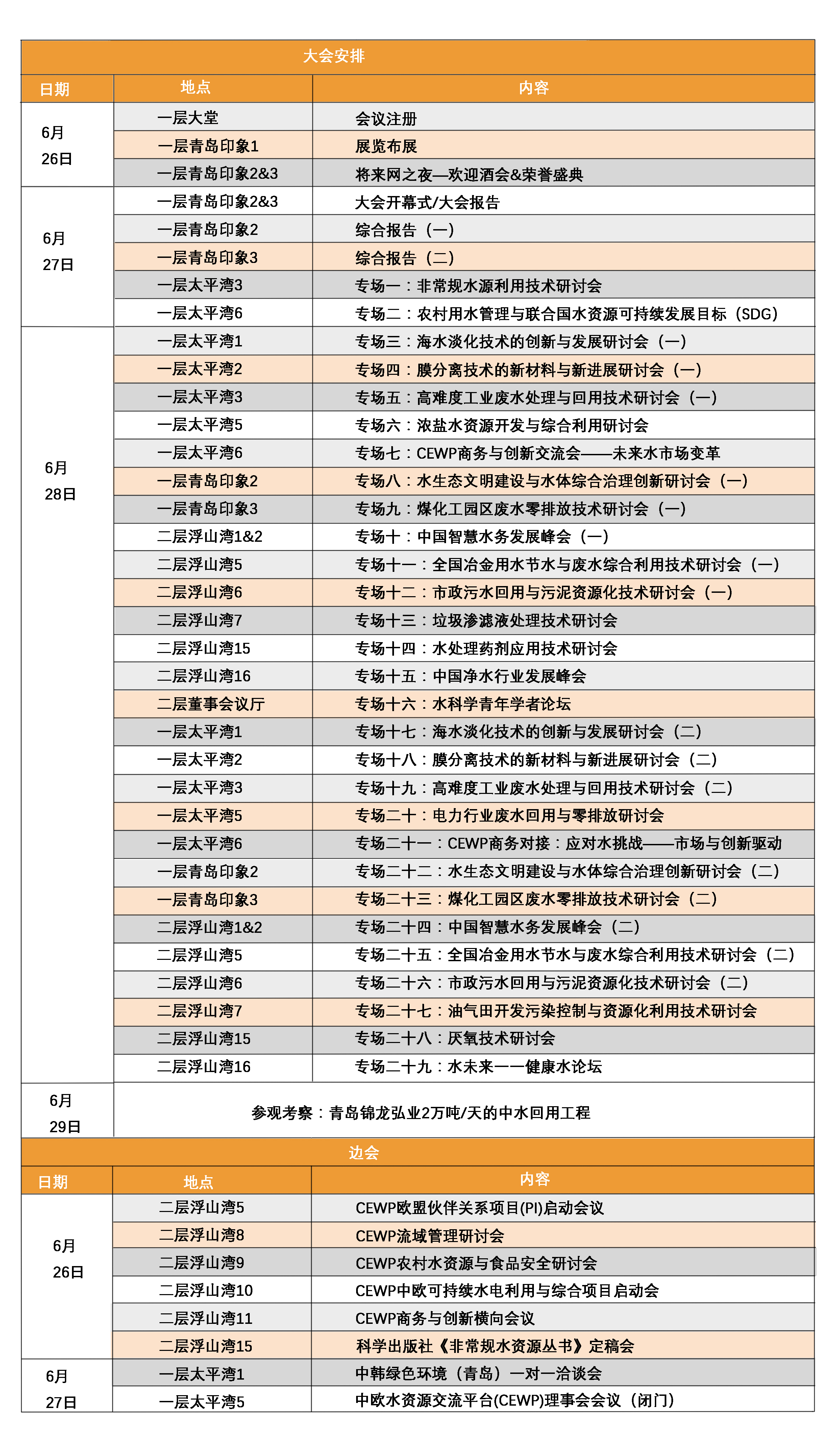 大会日程表