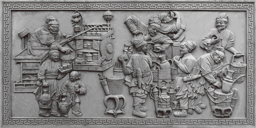 湖北东新砖雕,仿古山水吉祥图案砖雕,规格3000mm宽