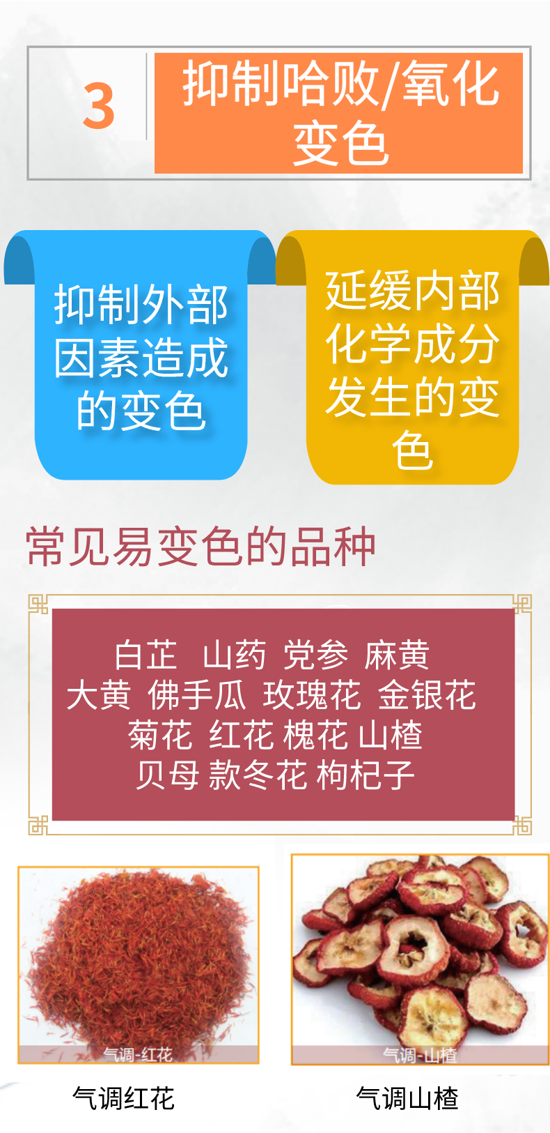 灭杀害虫及虫卵,一直霉菌生长繁殖的密闭环境,同时抑制被储物氧化变色