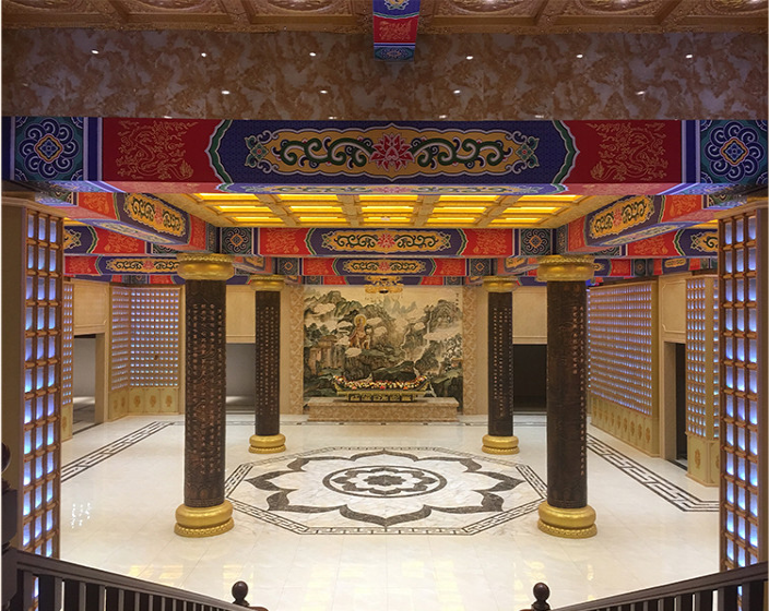 房梁横梁壁纸古建筑墙纸吊顶宗教佛堂寺庙皇宫花纹祠堂彩绘布壁画