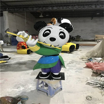 廣州熊貓玻璃鋼雕塑戶外園林玻璃鋼玩偶擺件