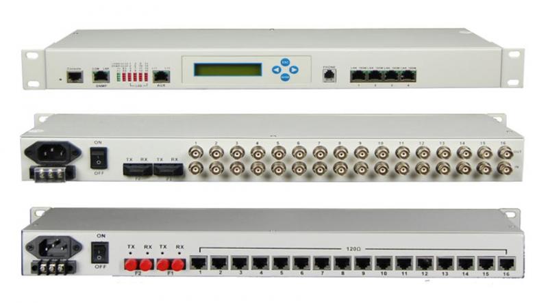 16E1+4xFE 物理隔离 带LCD显示 PDH光端机