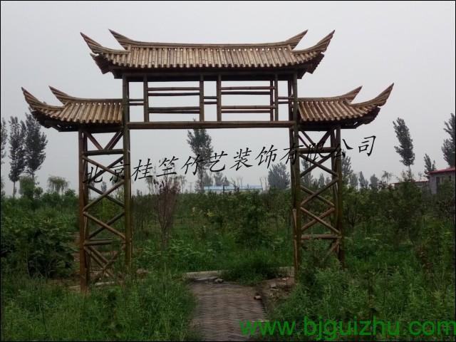 园林竹花架景观葡萄架植物攀缘架木廊架竹廊架竹门楼竹屋