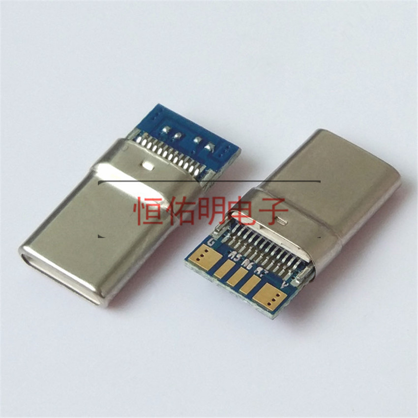 USB 3.1 Type-C 24P公头 无缝拉伸2.0 CtoC 带A5 CC Pin单面板 焊板.jpg