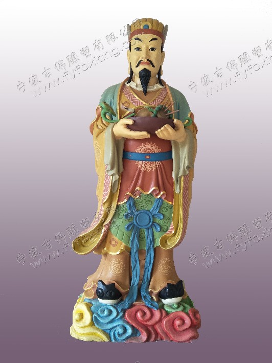 樟木雕刻西路财神纳珍天尊曹宝