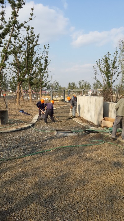 浙江丽水压花地坪园林道路施工彩色艺术地坪铺装