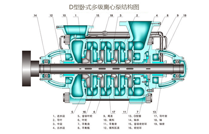 D型卧式多级离心泵结构图