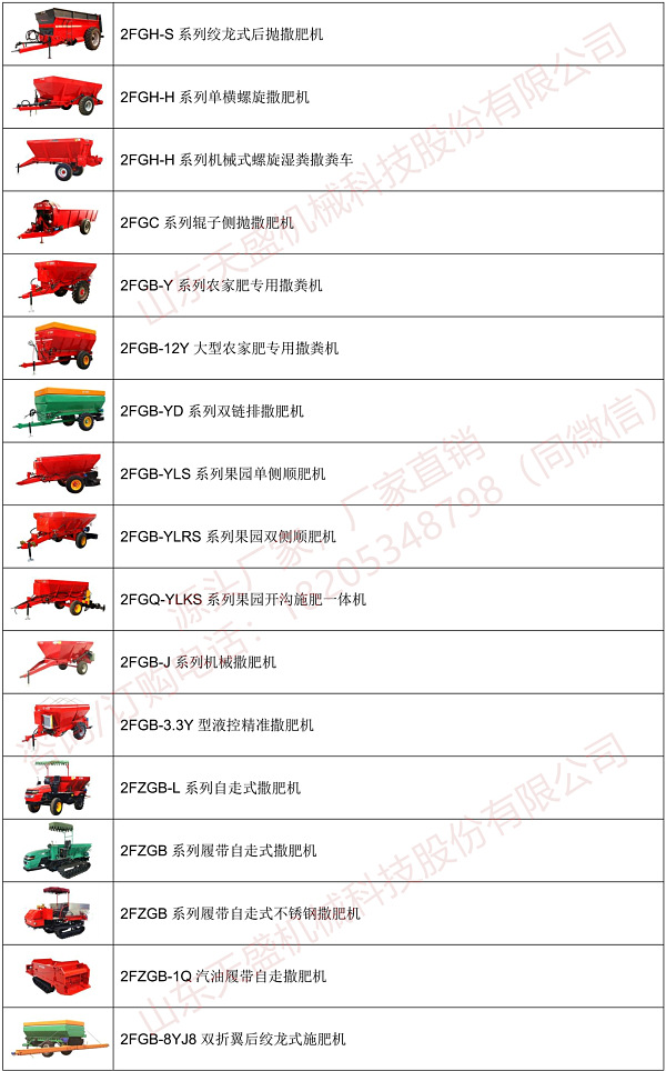 天盛机械撒肥车一览表