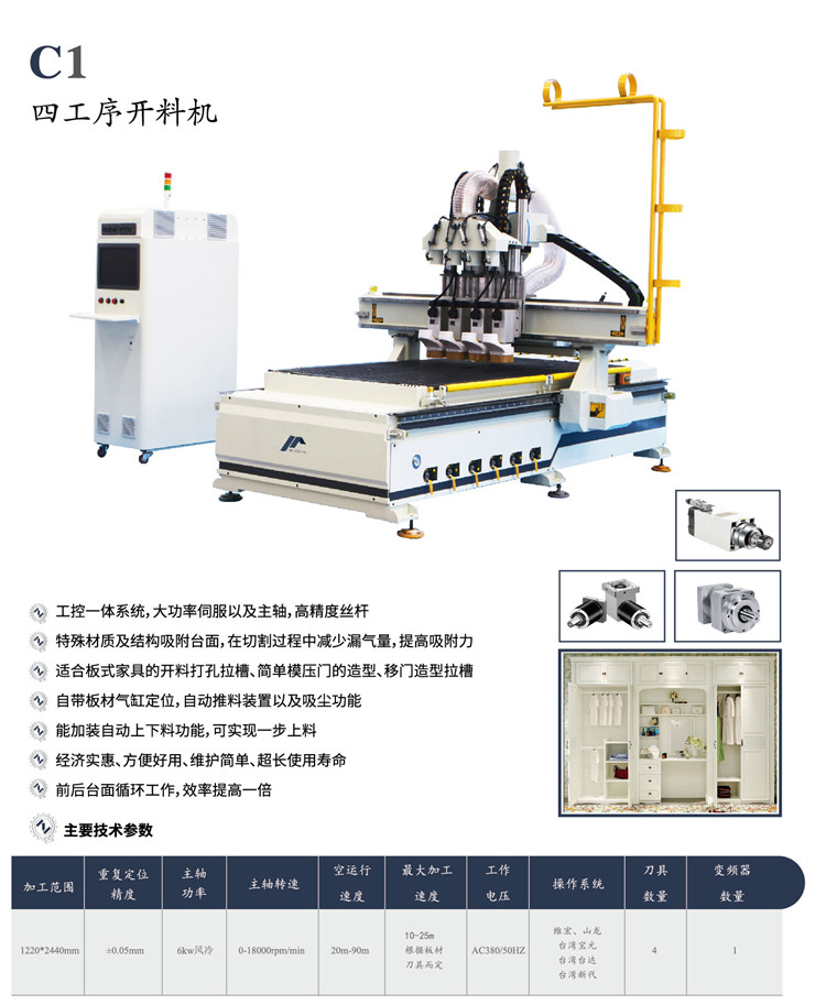 四工序数控开料机板式家具开料机