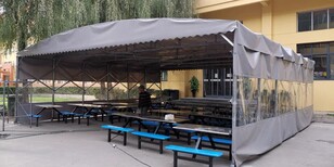 推拉雨棚活动雨棚伸缩雨篷移动推拉篷设计合理,工程防尘棚图片1