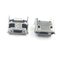 USB连接器Micro母座5P板上7.2四脚插板贴片卷边不锈钢外壳有柱加长脚