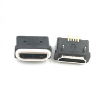 USB连接器Micro母座5P卧式板上两脚插板贴片防水款
