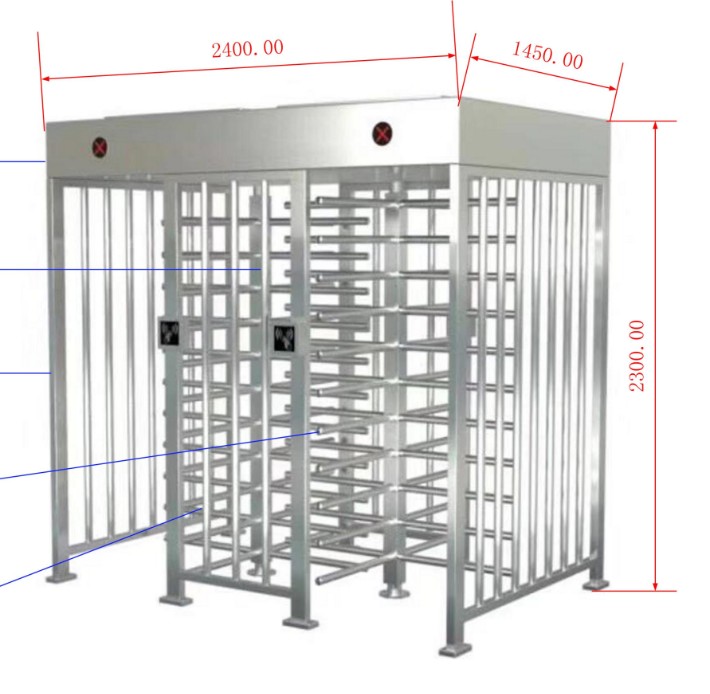 方型单门全高转闸十字旋转门防尾随安全有序通行