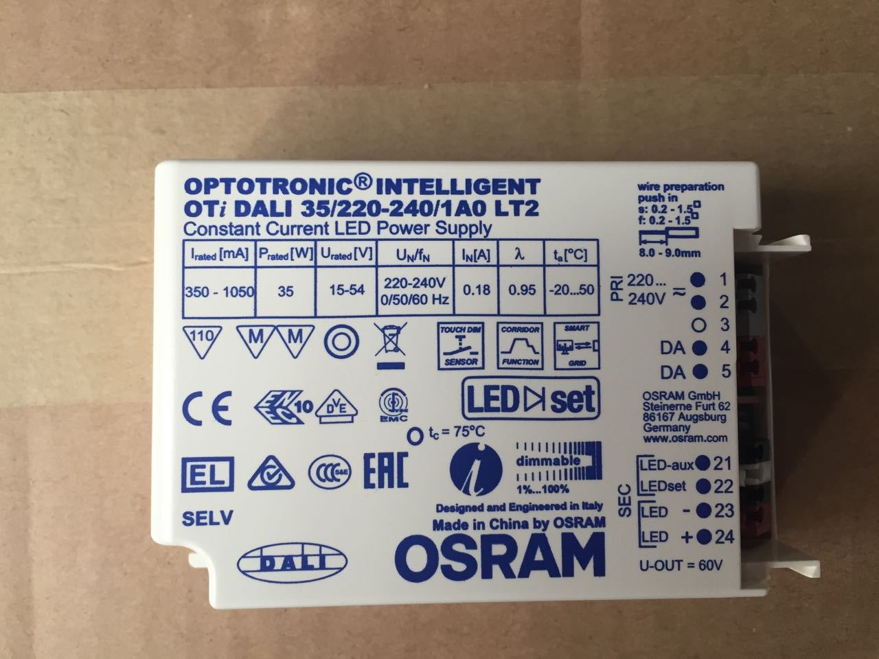 osram欧司朗ot50/220-240/24p24v50w灯带电源驱动ip66原装正品批发