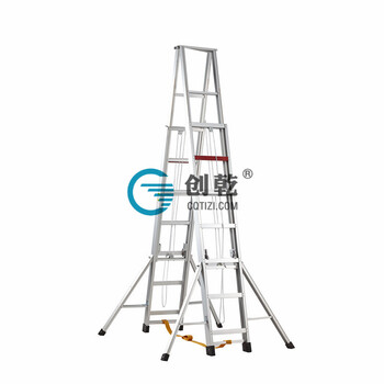 7米工程人字梯伸缩梯升降梯创乾CQS-7M广州创乾可折叠人字梯品牌升降梯铝合金梯子厂家