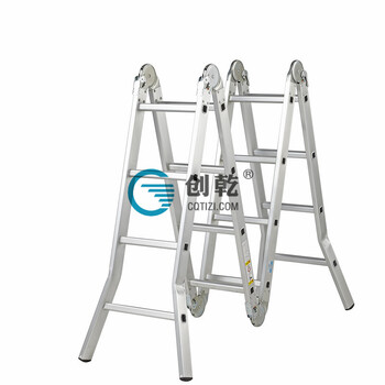 广东创乾3.6米多功能梯子工程折叠梯带八脚直梯大关节四折铝合金伸缩梯CQM-43
