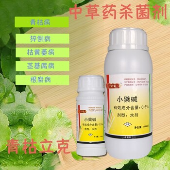 用小檗堿青枯立克解決黃煙黑脛病、青枯病