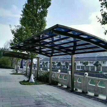 临沂铝合金车棚订做单边车棚自行车雨棚膜结构停车棚遮阳棚