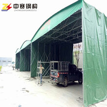 定制户外伸缩遮阳蓬活动推拉雨棚折叠仓库帐篷工地钢筋棚大型物流卸车棚图片