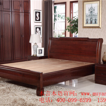 山东木言木语实木床主卧床现代简约家具全实木1.8米大床