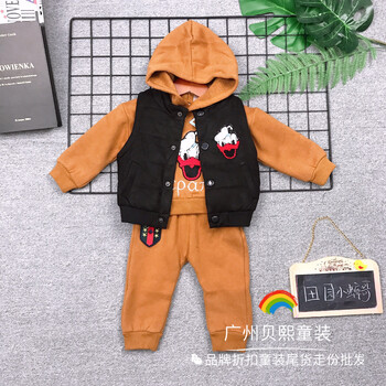 男女童三件套田園小蟀哥品牌折扣童裝尾貨走份批發(fā)貨源