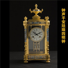 钟声平安珐琅四明钟整座钟全部采用纯铜镀金工艺