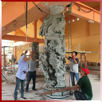 羅源青石雕龍柱安裝寺廟石雕龍柱福建古建公司可加工