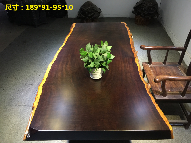 非洲黑檀木家具简约现代原木大板实木办公桌老板桌红木餐桌茶桌