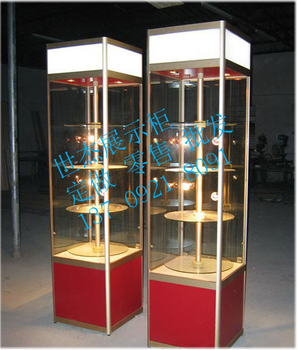 宁夏厂家钛合金展示柜六角转动展示柜珠宝展柜定制