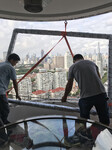 奉贤区玻璃餐台吊红木桌面老板台吊装玻璃餐台