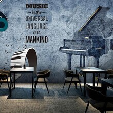 创意音符钢琴房壁纸音乐教室背景墙纸琴行工作室培训班墙面装饰画