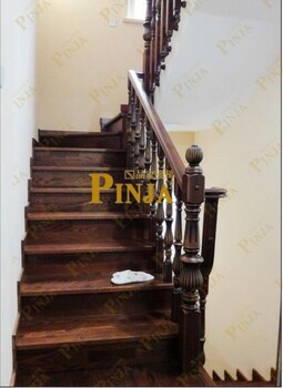 上海家用楼梯工厂别墅古典实木楼梯榉木做旧工艺楼梯立柱