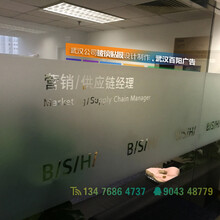 武汉会议室玻璃门贴膜，公司大门玻璃磨砂贴纸，玻璃膜