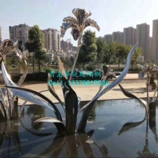 不锈钢荷花喷泉雕塑不锈钢花朵景观雕塑图片4