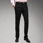 男士修身商务时尚正装新款韩版修身男装黑色斜纹西裤免烫抗皱