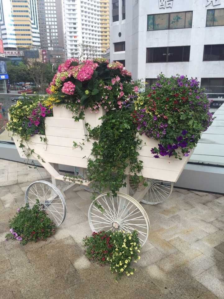 邢台公园木制花箱优点精美花车移动组合花架批发价格