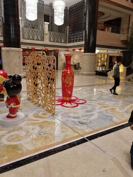 西安酒店开业迎宾摆件龙纹2米大花瓶红瓷