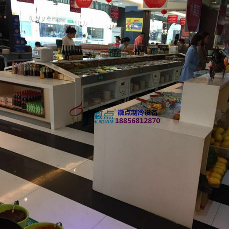 带取餐盘的自助餐冰柜图片无锡火锅店自选菜品保鲜柜